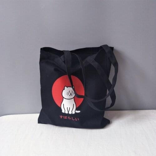 Canvas Totes Purses and Handbags for Women New Fashion Girl Female Shopper Casual Cartoon Clever Cat Large Capacity Shoulder Bag
