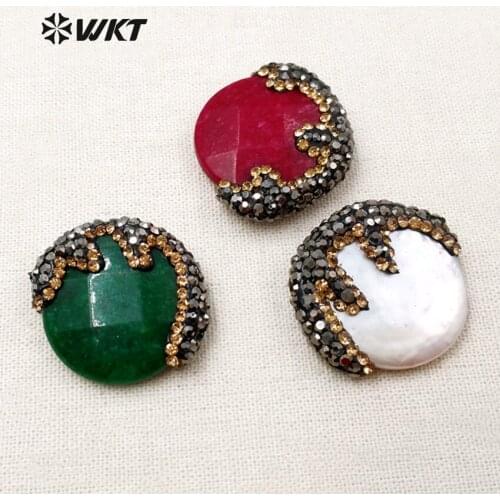 JF266 New ! Colorful Lovely Small Face Shape Pave Beads Jewelry Making Natural Pearl And stone For Women Jewelry Findings