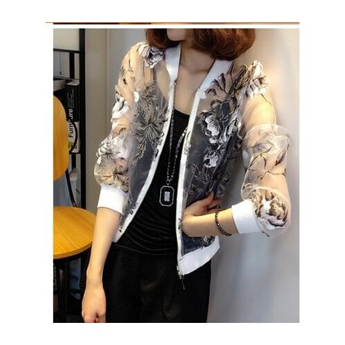 10pcs/lot woman summer casual organza sun protection coat short full rose flower Cardigan short coat free size