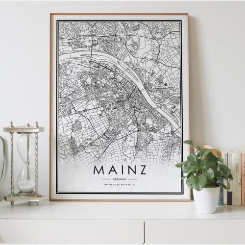 MAINZ city map Nordic Living Room Decoration Canvas Poster Modern Home Decor Art Print Painting