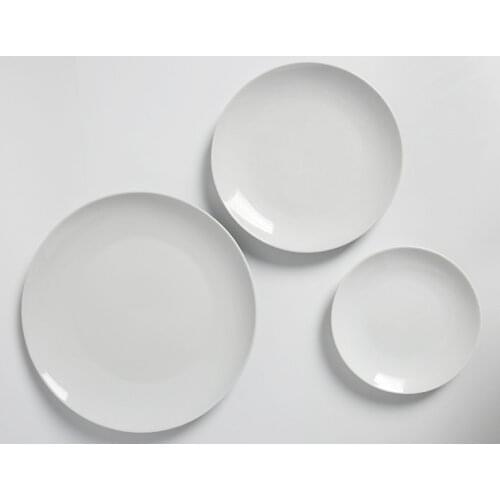 Simple Style Round White Ceramic Plate Solid Color Porcelain Plates Home Applicable Meal Plate Fried Noodle Plate Snack Plates