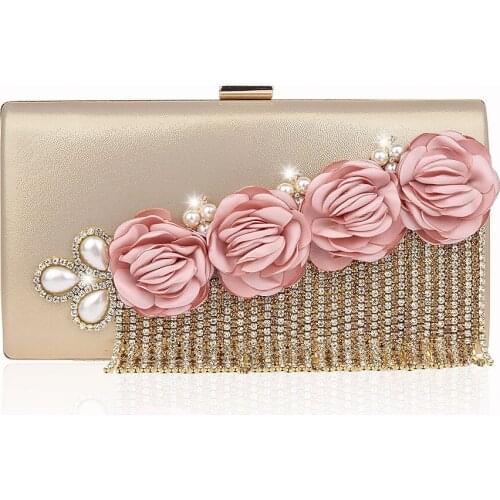 Luxy Moon Exquisite Flower Pearl Evening Bags Chain Elegant Lady Handbags Shoulder Bags For Wedding Party Clutches Purse WY151