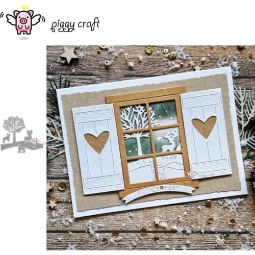 Piggy Craft metal cutting dies cut die mold Tree deer slope background Scrapbook paper craft knife mould blade punch stencil