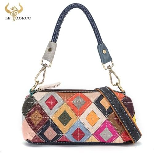 Multi-Colorful Genuine Leather Luxury Brand Ladies Flower Small Purse Handbag Over The Shoulder bag Women Design Tote bag 1120