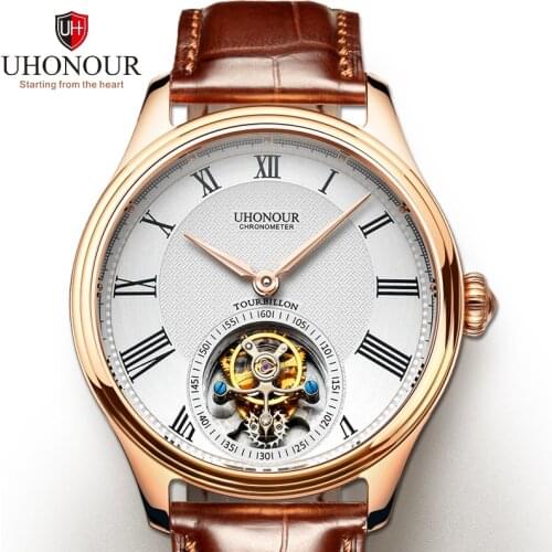 Men Mechanical Watch Tourbillon Watch Hand Winding Sapphire 25Jewels Genuine Leather Luxury Gift Sea-gull Movement