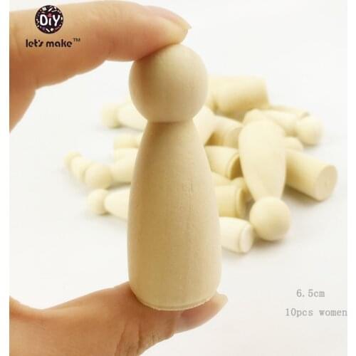 Lets make Wooden Peg Dolls DIY crafts Unfinished Wooden People big size 6.5cm 10pcs women dolls natural smooth for paint