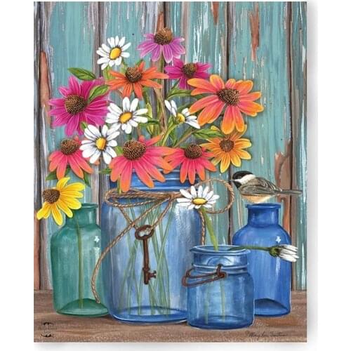 DIY Digital Oil Painting Kits Paint By Numbers for Adults, Flowers Hand Painting Home Decoration Wall Bedroom Canvas Art