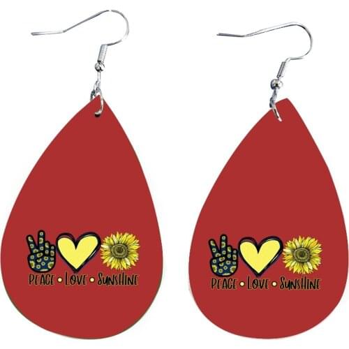 New Faux Leather Earrings Hope The World Peace Love Sunshine Best Gift for Her&She