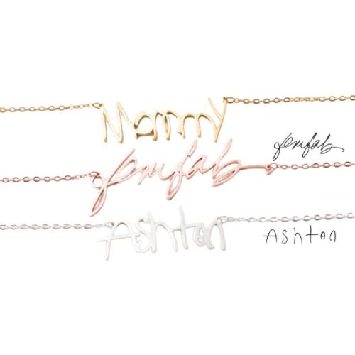 Uonney Personalized Signatrue Necklace Custom Name Vertical Engraved Valentine Birthday Women Gift Custom Handwriting Jewelry