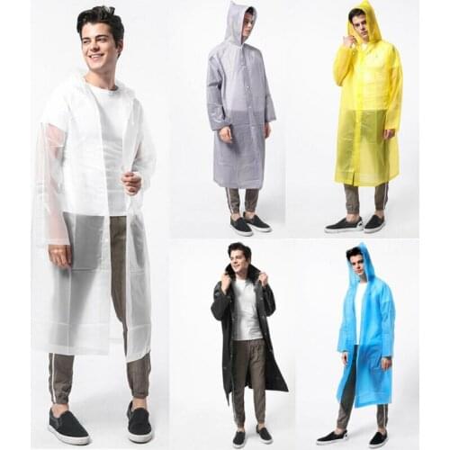 Fashion EVA Women Man Raincoat Waterproof Rain Poncho Coat Adult Clear Transparent Camping Hoodie Rainwear Suit