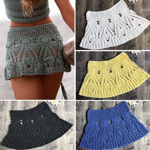 Hand Woven Beach Skirt Hand Hook Sexy Bikini Skirt Hollow Out Womens Swimming Trunks Women Bottoms