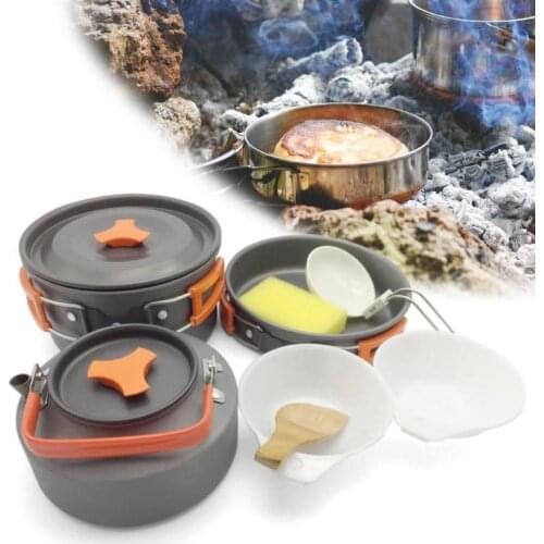 7/8 Pcs/set Portable Cookware Bowl Pot Spoon for Outdoor Camping Hiking Backpacking Travel Tableware Picnic Accessories