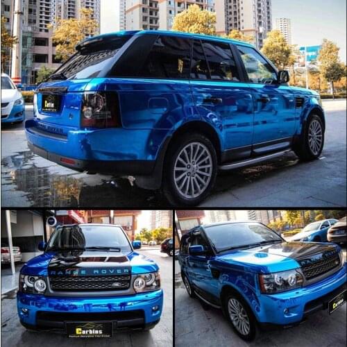 Carbins Air Bubble Free PVC Material Blue Color Chrome Vinyl Wrapping Car Film Decoration For All Type Cars