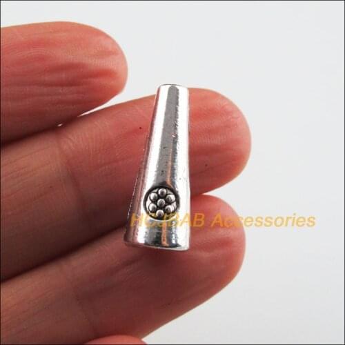 18 New Horn Spacer Tibetan Silver Color Flower Cone Connectors End Beads 8x20.5mm