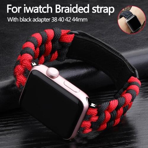Sport Watchband for Apple Watch 42mm 44mm 40mm 38mm Umbrella Rope Hand-woven Nylon Strap for Apple Watch Bracelet Series 6 5 4 3