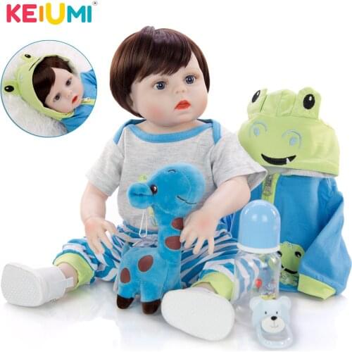 KEIUMI Handmade Reborn Silicone Toy Lifelike Full Vinyl Newborn Reborn Baby Doll Boy Cartoon Children‘s Day Christmas Gifts