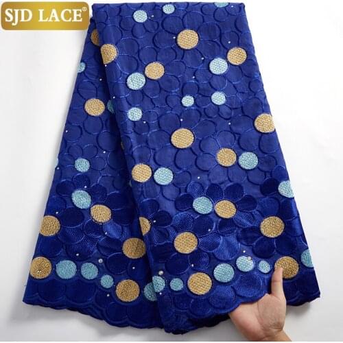 SJD LACE 5Yards Bridal Material African Lace Fabric High Quality Tissu Pure Cotton Latest Swiss Voile Lace Dubai Style Sew A2448