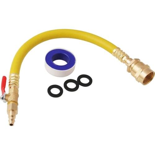 RV Winterize Sprinkler Blowout Adapter with 15” Hose Shut Off Valve and 1/4” Plug Air Compressor to Garden Hose Faucet