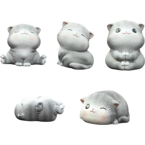 Cartoon Cat Shaped Statue Resin Artware Decorative Accessories for Car Home Office Desktop