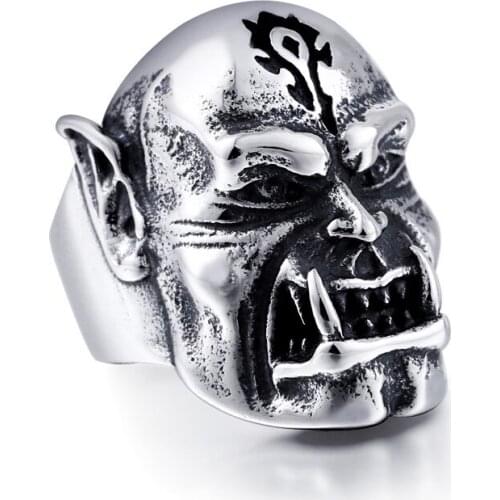 Stainless steel high quality World Of Warcraft Rings For Men Gothic Style Biker jewelry