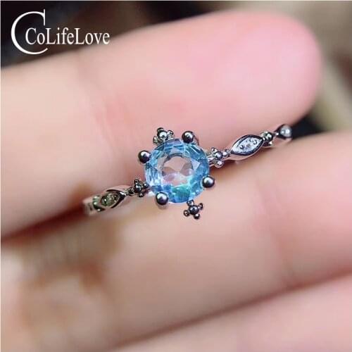 CoLife Jewelry Vintage 925 Silver Gemstone Ring for Engagement 4mm Natural VVS Grade Topaz Ring Gift for Woman
