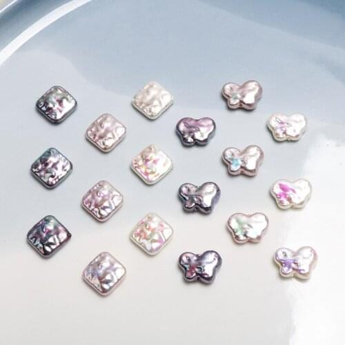 Retro Baroque style fantasy color butterfly diamond imitation shell pearl DIY handmade jewelry earrings accessories materials