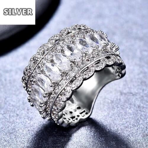 Korean jewelry White Gold Hollow out Design Clear Cubic Zirconia Rhinestones Micro Setting Wide Woman Finger Ball /Party Ring