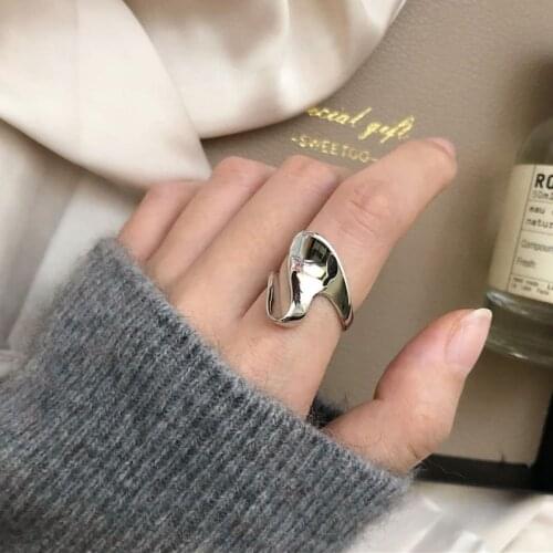 S925 Sterling Silver Rings for Women Fashion Retro Simplicity Irregular Adjustable Opening Jewelry Ring Accessories Wholesale