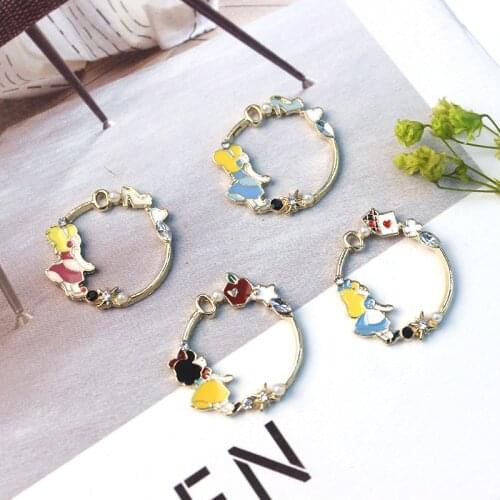 10pcs/lot Wreath girl cute flower beautiful girl earring jewelry Enamel for DIY Earring Jewelry Handmade Finding XL728
