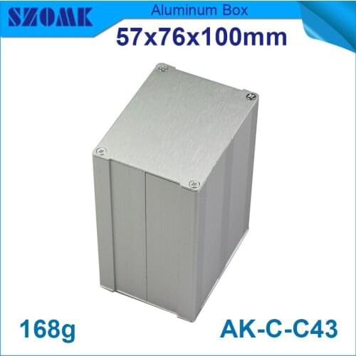 10pcs/lot easy use aluminum enclosure 57(H)x76(W)x100(L) mm in silver color which is can be customized length