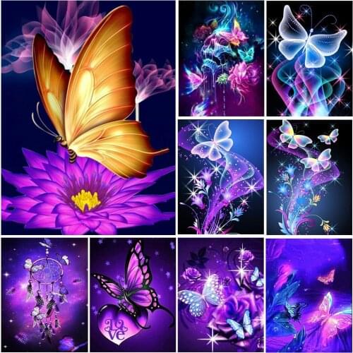 5D DIY Diamond Painting Cartoon Butterfly Kit Full Drill Square Embroidery Mosaic Art Picture With Rhinestones Decoration Gift