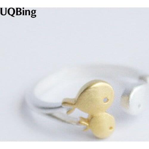 Free Shipping 925 Sterling Silver Fish Ring Women Gift Finger Rings