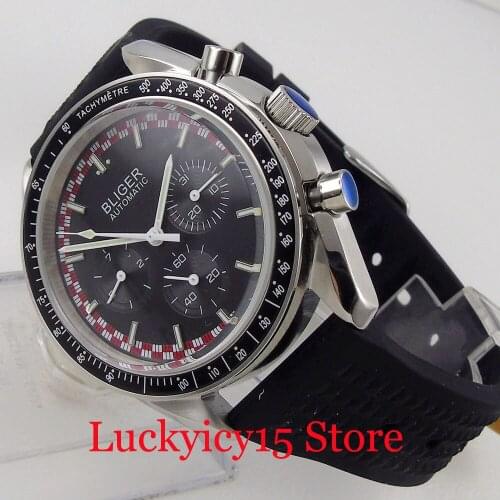 BLIGER Men Wristwatch Automatic Movement Date Weekdday Indicator Rubber Band Solid Back Arched Mineral Glass