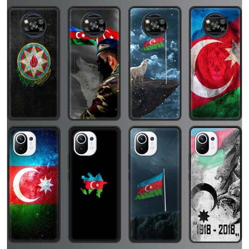 Phone Case for Xiaomi Mi Note 10 Lite 11 10T Pro 5G 9T Poco X3 NFC M3 Silicone Back Cover Mobile Bag Azerbaijan buta flag