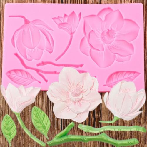Camellia Flower Leaves Silicone Molds Wedding Fondant Cake Decorating Tools Cupcake Baking Mold Candy Clay Chocolate Moulds