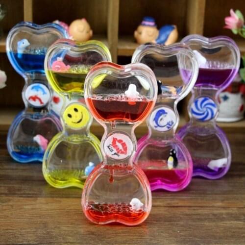 Valentines Day Double Hourglass Liquid Timer Visual Timer Oil Liquid Motion Hourglass Floating Desk Heart Decoration Acrylic