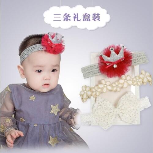 Baby hairband suit with flower headband children bow knot headband autumn and winter new style