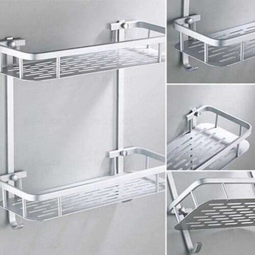 Double Layer Multifunctional Aluminum Alloy Sturdy Corner Bathroom Shelf Modern Wall Shelf Bathroom Rack Accessories