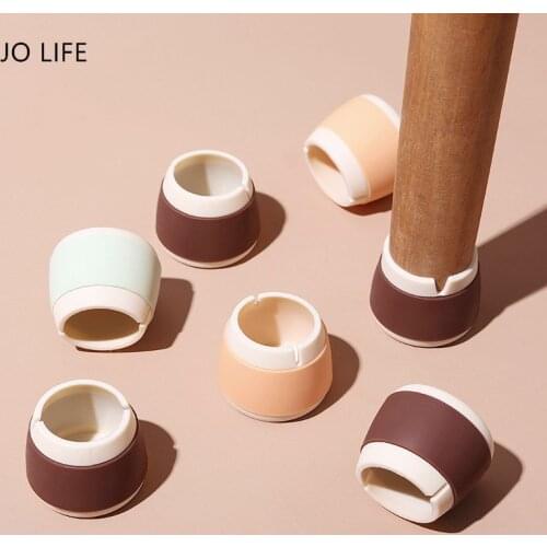 JO LIFE 4PCS/SET Silicone Non-slip Table Chair Leg Caps Square/Round Shape Furniture Floor Feet Cover Protector Pads