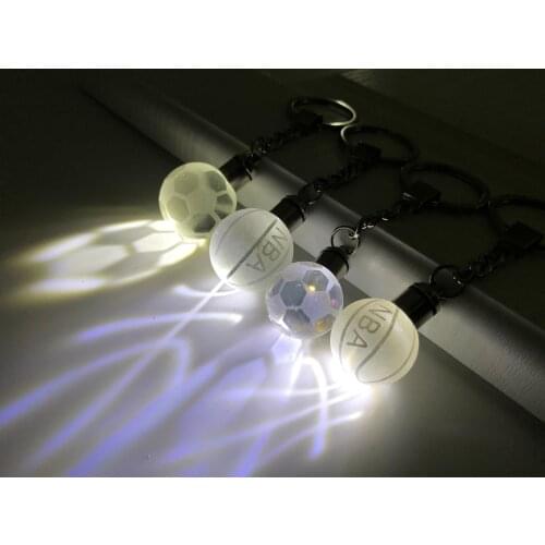 K9 Crystal LED Lamp Key Ring Basketball Football Key Chains Car Pendant Key Chain Gift For Child Husband