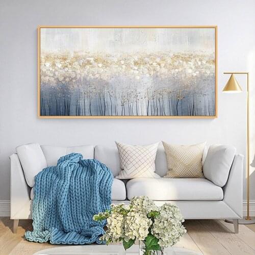 Art Colorful Gray White Blue Light Oil Painting Canvas For Room Decor Modern 100% Handmade Abstract Picture Painting