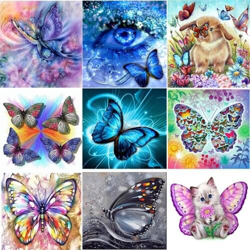 Colorful butterflies animal floral drills 5d mosaic diy diamonds embroidery painting 3D cross stitich kits room wall stickers