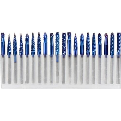 20 Rotary Tool Set, 3X3mm, Blue Coating Super Nano, Double Cut and Single Mixed Rotary File, Engraving Sharpening Head