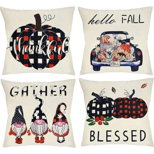 Fall Decor Pillow Covers 18X18 Set of 4 for Home Fall Decorations Farmhouse Outdoor Throw Pillows Home Decor
