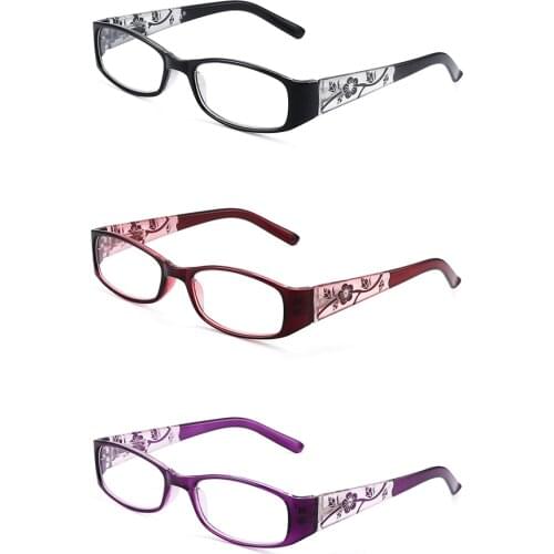 JM 3pcs/set Spring Hinge Square Women Reading Glasses Vintage Magnifier Presbyopic Diopter