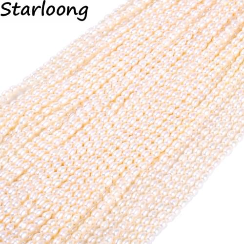 1pack/lot 4mm AA excellent quality white rice oval Natural freshwater Pearl Loose Beads DIY for Jewelry bracelet necklace