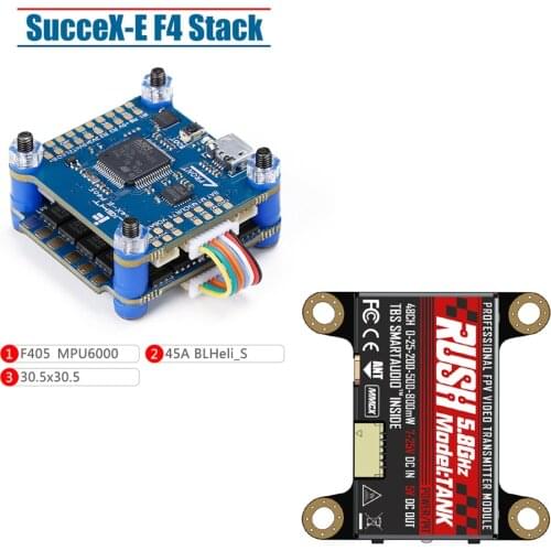 RUSH Tank 800mw VTX IFlight SucceX-E F4 F405 Flight Controller 45A BLHeli_S 4in1 ESC Stack 2-6S for FPV Racing Freestyle Drones