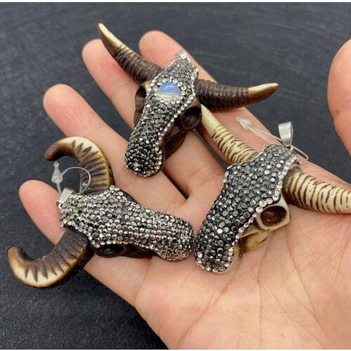 Wholesale Multicolor Bull Head Shape Pendant Acrylic Used in Jewelry Making DIY Handmade Accessories Beaded Decoration Fashion