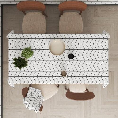Simple Table linens Scandinavian tablecloth Herringbone table cloth Black and white