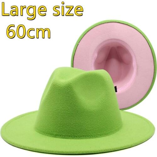 60cm large size fedora hat adjustable top hat unisex hat fedora hat light green felt hat unisex activity hat fashion hat orange